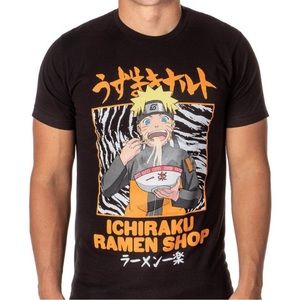 Naruto Shippuden Mens T-Shirt - Giant Ichiraku Ramen Shop Eating Print M
